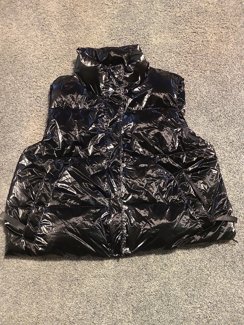 PINK Victoria's Secret Black Glossy Puffer Vest